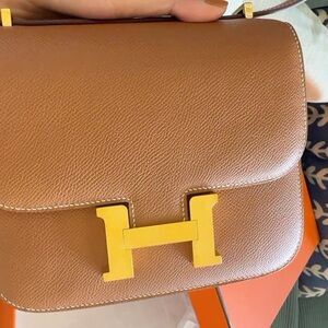 Hermes Tan Crossbody Bag with Gold Hardware